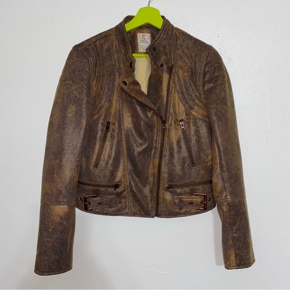 We The Free Women’s Free People  Vegan Faux-Leather Moto Jacket Size Small